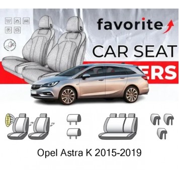 Чохли модельні Opel Astra K Sports Tourer 2015-2019 (універсал) (ергоакт.сид.,airbag,задн.підгол.,сп.1/3, 5підг)