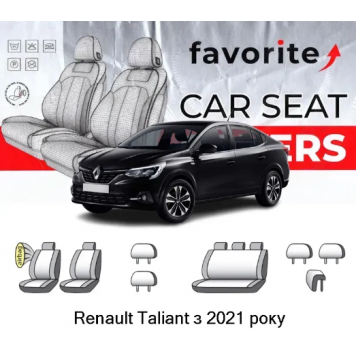 Чехлы модельные Renault Taliant з 2021г (седан) (airbag, сп. и сид. сплошные, 5 подгол.)