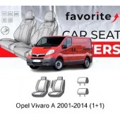 Чехлы модельные Opel Vivaro, R. Trafic, N. Primastar (1+1) 2001-2014 (фургон) (2 внутр подлок., 2 подголовн.)