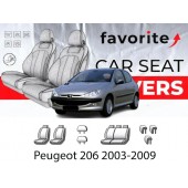 Чохли модельні Peugeot 206 2003-2009 (купе) (сп. і сид. суц, 2 підгол.)