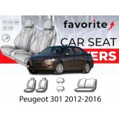 Чохли модельні Peugeot 301 2012-2016 (седан) (airbag, спинка 1/3, 2 підгол.)