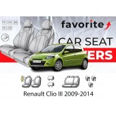 Чохли модельні Renault Clio III 2009-2014 (купе) (airbag, спинка 1/3, 5 підгол.)