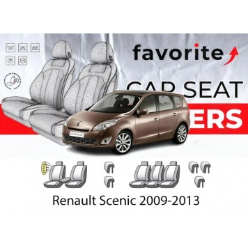 Чехлы модельные Renault Grand Scenic 2009-2013 (минивен) (5м) (airbag, 5 отд сид, 5 подгол.)