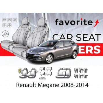 Чехлы модельные Renault Megane 3 2008-2014 (універсал) (airbag, сп. и сид. 1/3, 5 подгол.)