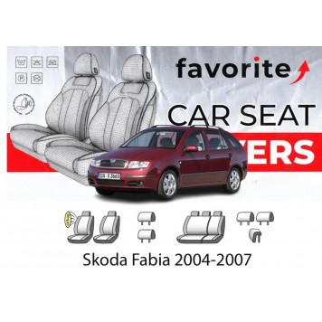 Чохли модельні Skoda Fabia I 2004-2007 (універсал) (airbag, кишені, спинка і сидіння 1/3, 4 підгол.)