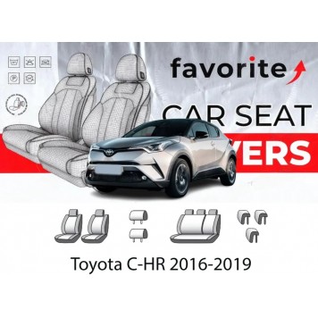 Чохли модельні Toyota C-HR 2019-2023 (хетчбек) (airbag, спинка 1/3, 5 підгол.)