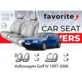 Чохли модельні Volkswagen Golf IV 1997-2006 (хетчбек) (recaro, airbag, сп. і сид. 1/3, пер. і задній підлок., 4 підгол.)
