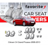 Чохли модельні Citroen C4 Grand Picasso 2006-2013 (універсал) (5 місць) (airbag, 2 пер.підл., 5окр.сид., 5 підгол)