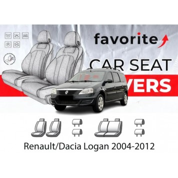 Чохли модельні Dacia (Renault) Logan 2004-2012 (універсал) (7місць) (кишені,сп.і сид.1/3, 3ряд спин.1/2,7підг)