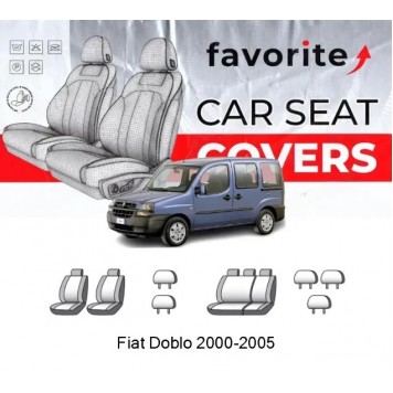 Чохли модельні Fiat Doblo 2000-2005 (мінівен) (спинка і сидіння 1/3, 5 підгол.)