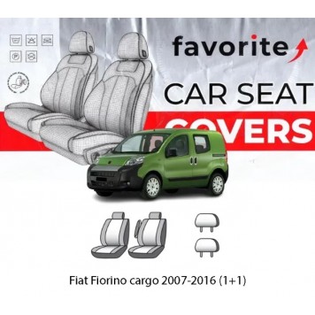 Чохли модельні Fiat Fiorino Cargo, P.Bier, C.Nemo (1+1) з 2007р (фургон) (1 внутр.підлок. у водія, 2 підгол.)	