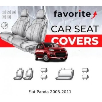 Чохли модельні Fiat Panda 2003-2011 (хетчбек) (спинка і сидіння cуцільні)