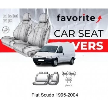 Чохли модельні Fiat Scudo, P. Expert, C. Jumpy (2+1) 1995-2004 (фургон) (1 вн. підл. у вод., 3 пластмас.підгол.)