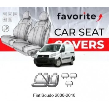 Чохли модельні Fiat Scudo, P. Expert, C. Jumpy (2+1) з 2007р (фургон) (3 підголівники)