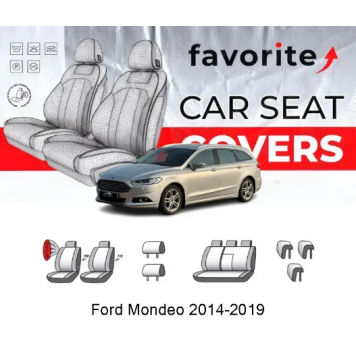 Чохли модельні Ford Mondeo Turnier 2014-2019 (універсал) (airbag, сп. 1/3, сид.суц., пер. і задн.підлок., 5підг)