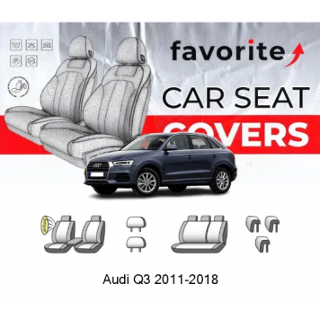 Чохли модельні Audi Q3 (8-U) 2011-2018 (універсал) (Recaro, airbag, спинка 1/3, пер. підл., 5 підгол.)