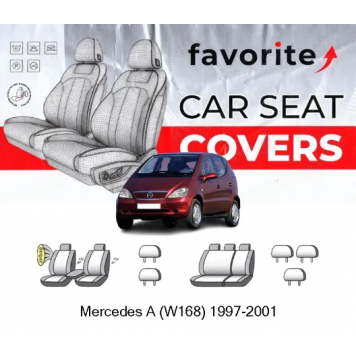 Чохли модельні Mercedes A (W168) 1997-2001 (хетчбек) (airbag, сп. і сид. 1/3, 5 підгол.)