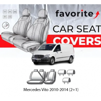 Чехлы модельные Mercedes Vito (W639) (2+1) 2010-2014 (фургон) (3 подголовники)