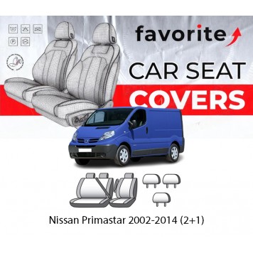Чехлы модельные Nissan Primastar 2002-2014 (2+1)