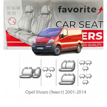 Чехлы модельные Opel Vivaro (9 мест) 2001-2014