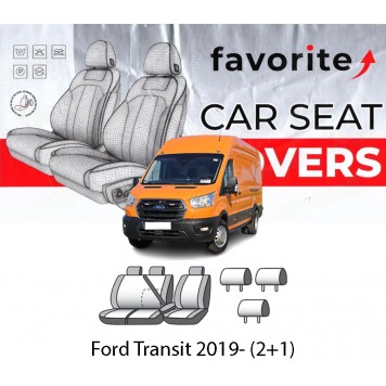 Чохли модельні Ford Transit 2019- (2+1)
