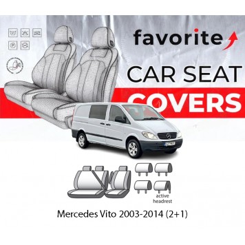 Чехлы модельные Mercedes Vito 2003-2014 (2+1)
