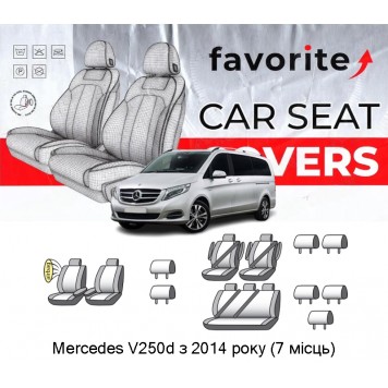Чехлы модельные Mercedes V250d с 2014 года (7 мест)