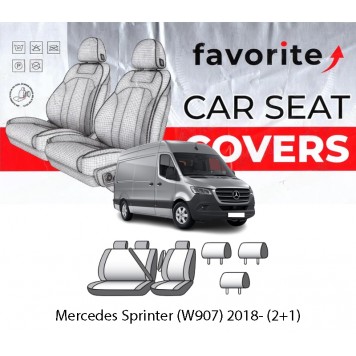Чехлы модельные Mercedes Sprinter (W907) 2018- (2+1)