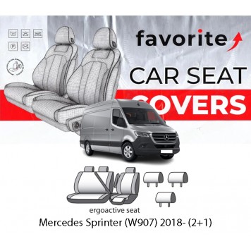 Чехлы модельные Mercedes Sprinter (W907) 2018- (2+1)