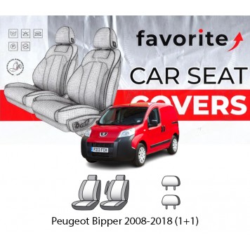 Чохли модельні Peugeot Bipper 2008-2018 (1+1) 