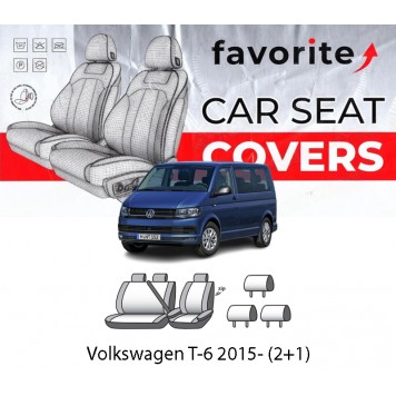 Чехлы модельные Volkswagen T-6 2015- (2+1)